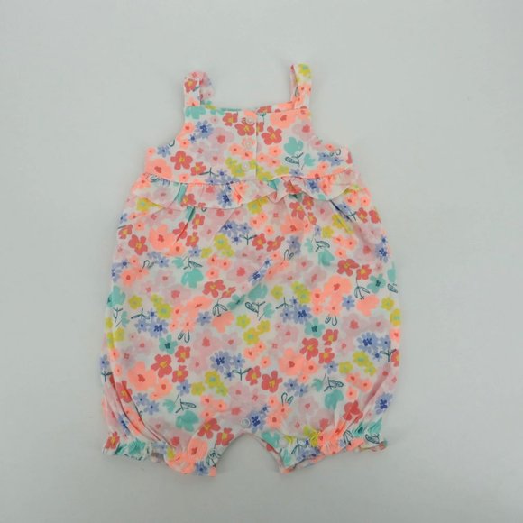 Carter's Floral Baby Girl Romper With Ruffle Details & Buttons 9 Months NWT $18 - Picture 1 of 3